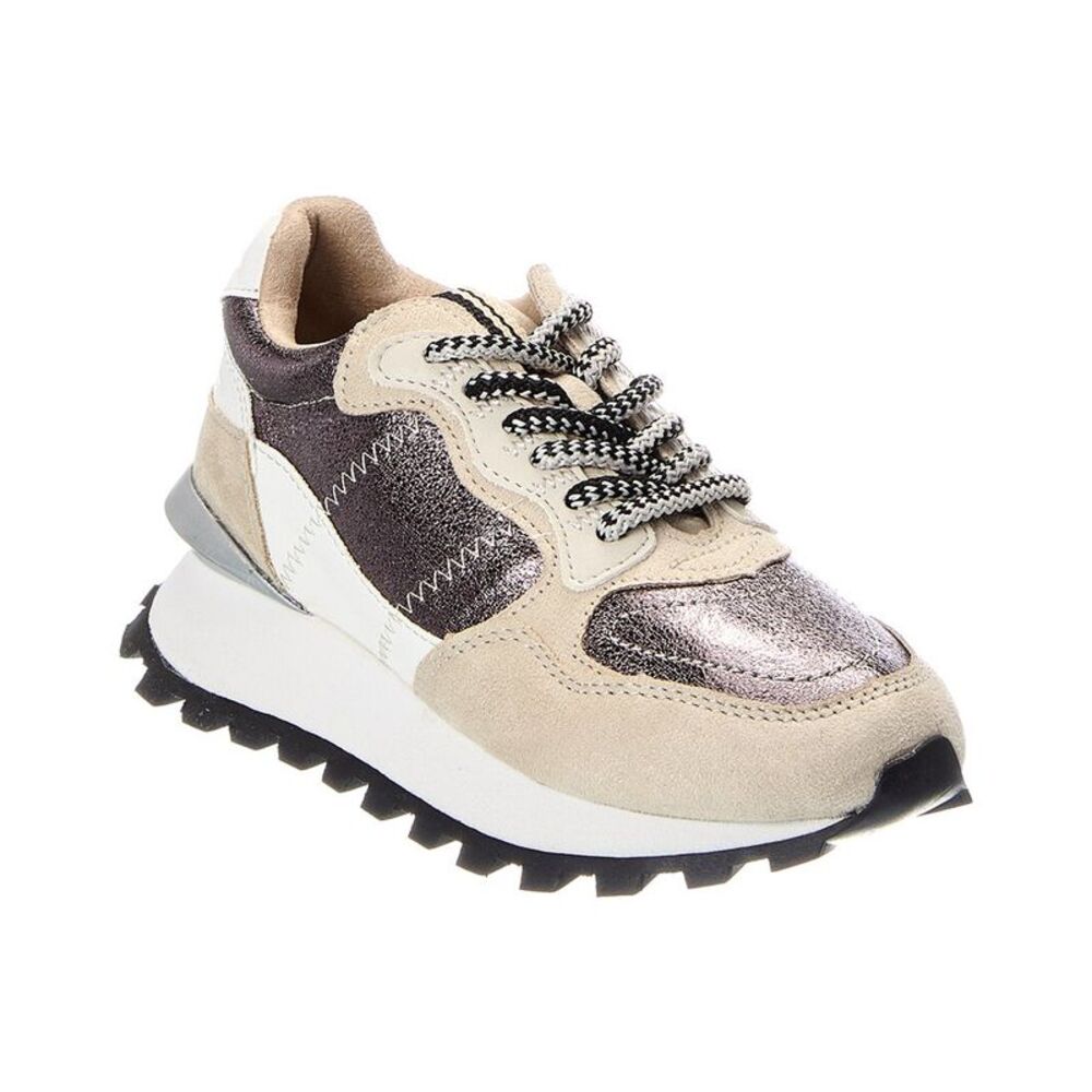Shushop Phoebe Leather-Trim Sneaker, Brown